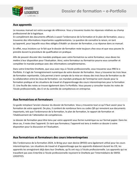 Dossier de formation – e-Portfolio 