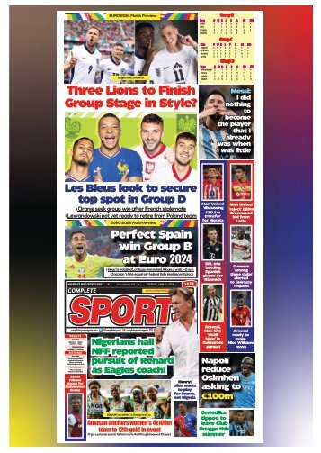 COMPLETE SPORTS - TUESDAY, JUNE 25, 2024