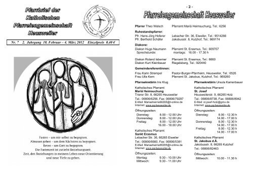 Aus St. Erasmus - Pfarreiengemeinschaft Heusweiler