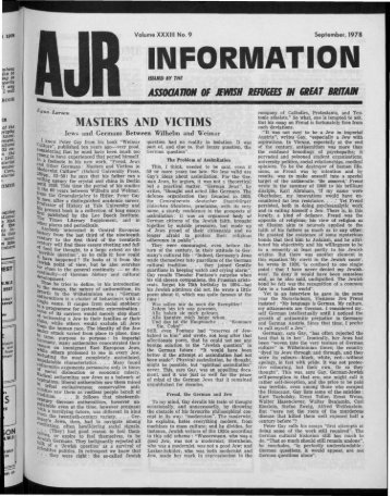 INFORMATION - The Association of Jewish Refugees