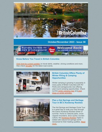 Travelling in British Columbia Issue 58 - Oct - Nov 2023
