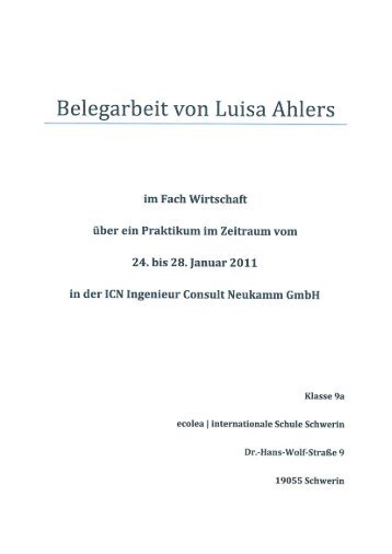 Belegarbeit von Luisa Ahlers - ICN Ingenieur Consult Neukamm ...