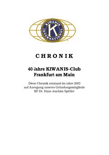 CHRONIK 40 Jahre KIWANIS-Club Frankfurt am Main