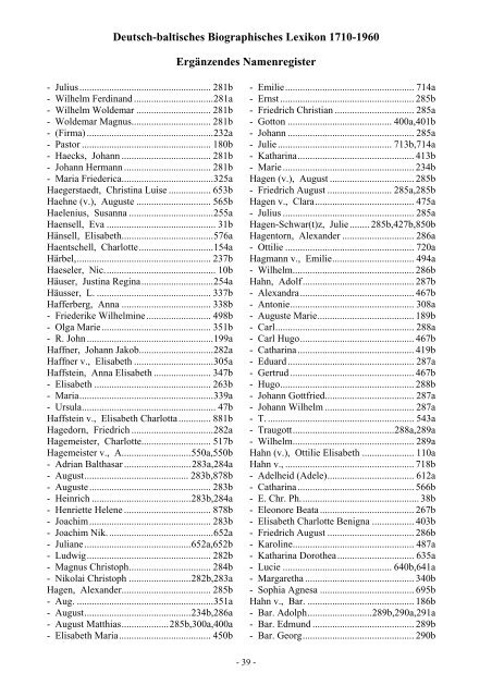 Baltische genealogische Hefte Herausgeber Deutsch ... - DBGG