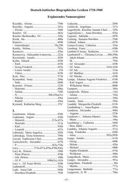 Baltische genealogische Hefte Herausgeber Deutsch ... - DBGG