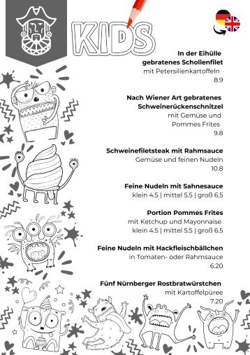 Speisekarte Kinder