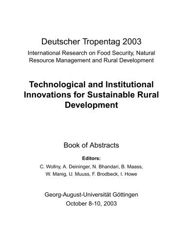 Deutscher Tropentag 2003 - Book of Abstracts
