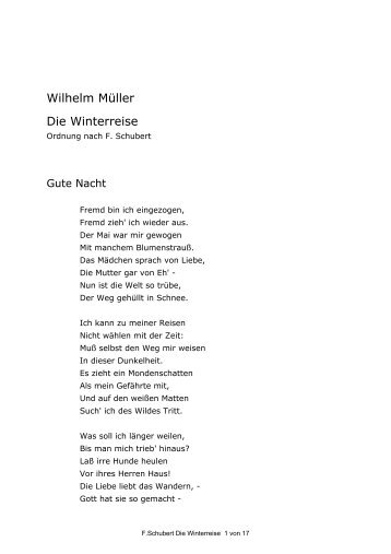 Wilhelm Müller- Die Winterreise - Menschenkunde