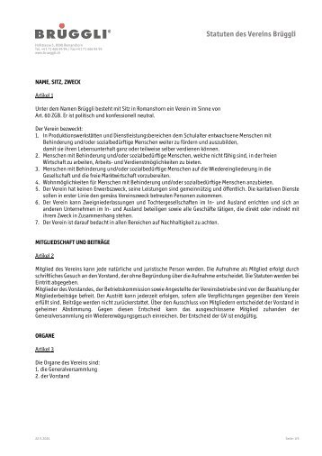Statuten Verein Brüggli