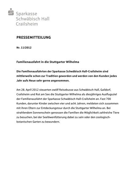 Familienausflug in die Stuttgarter Wilhelma - Sparkasse Schwäbisch ...