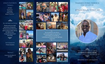 Keepsake Memories LLC  invites you to experience the Digital Memorial Program dedicated to Joshua La-Touche