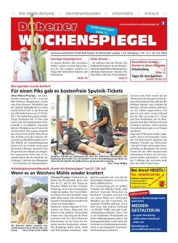 Dübener Wochenspiegel - Ausgabe 13 - Jahrgang 2024