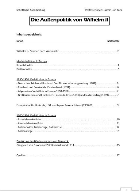 Die Aussenpolitik Von Wilhelm Ii