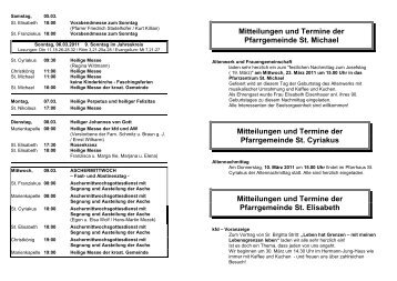 Mitteilungen und Termine der Pfarrgemeinde St. Michael ...