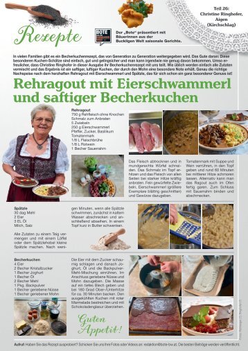 Rehragout mit Eierschwammerl und saftiger Becherkuchen