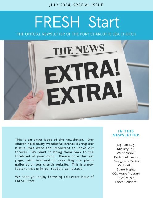 July 2024 Special Issue FRESH START 