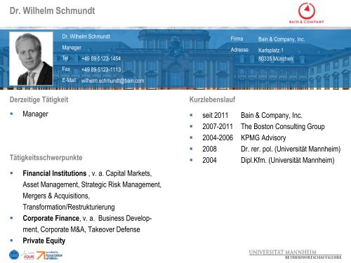 Dr. Wilhelm Schmundt - Spengel - Universität Mannheim