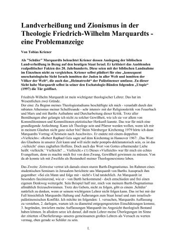 Landverheißung und Zionismus in der Theologie Friedrich-Wilhelm ...