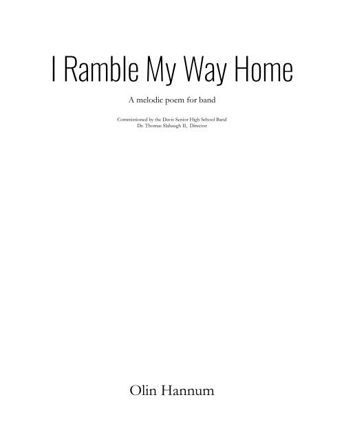 I Ramble My Way Home - Score 11 x 14