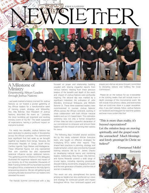 Joshua Nations Newsletter | April 2024