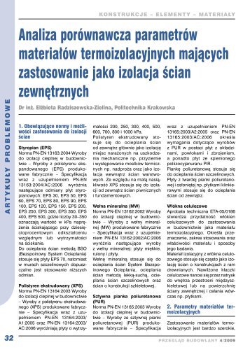 Analiza porównawcza parametrów materiałów termoizolacyjnych ...