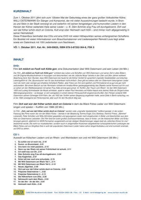 Willi Ostermann - Kaufangebot