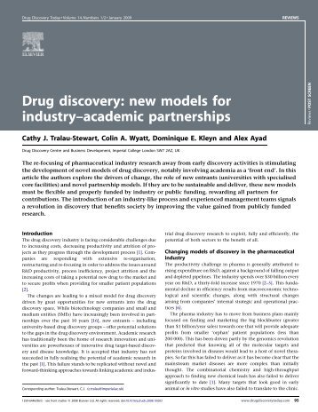 Drug discovery: new models for industry–academic partnerships