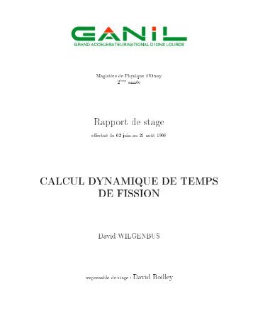 CALCUL DYNAMIQUE DE TEMPS DE FISSION - David Wilgenbus