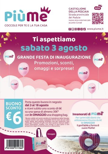 Volantino Inaugurazione Castiglione della Pescaia valido dal 3 all 11 agosto!