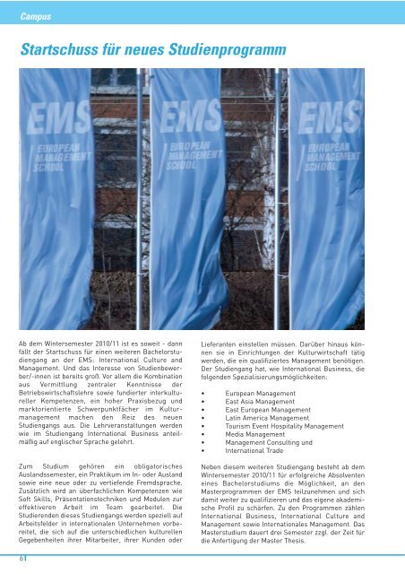 Ausgabe 1/2010 EMS-Letter D as M agazin der European M ...