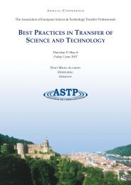 best practices in transfer of science and technology - ASTP