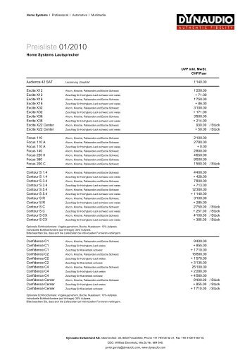 Preisliste 01/2010 - Erni Hifi