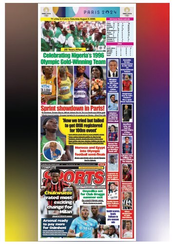 COMPLETE SPORTS - SATURDAY, AUG 3, 2024