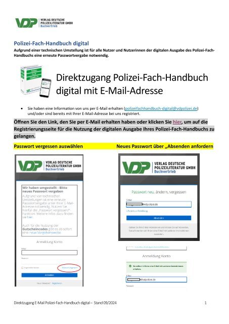 Direktzugang Polizei-Fach-Handbuch digital E-Mail-Link