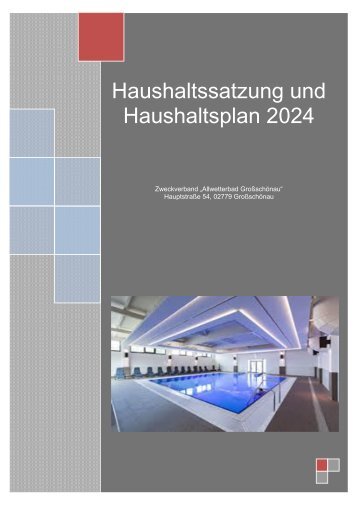 Haushaltssatzung und Haushaltsplan 2024, Zweckverband "Allwetterbad Großschönau"
