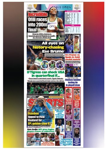 COMPLETE SPORTS - TUESDAY, AUG 6, 2024