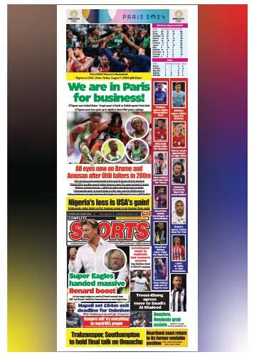 COMPLETE SPORTS - WEDNESDAY, AUG 7, 2024