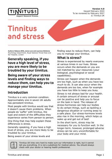 Tinnitus and stress Ver 4