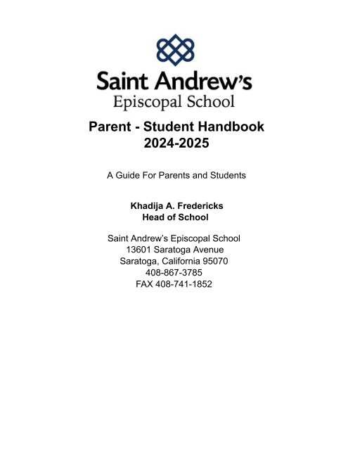 2024 2025 Parent Student Handbook 2024 2025 Parent Student Handbook