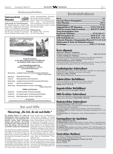 Blickpunkt Ausgabe 42-2011.pdf - Stadt Winnenden