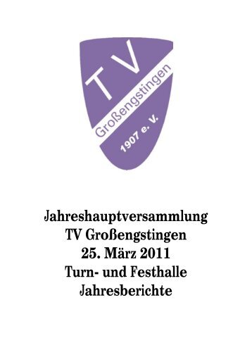 Jahreshauptversammlung TV Großengstingen 25. März 2011 Turn ...