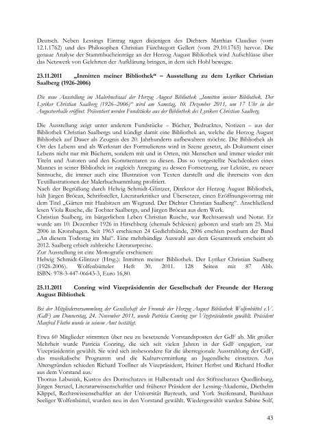 Pressemitteilungen 2011 - Herzog August Bibliothek Wolfenbüttel