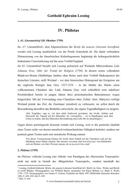 Gotthold Ephraim Lessing - Literaturwissenschaft-online