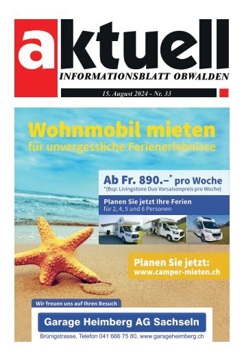 Aktuell Obwalden | KW 33 | 15. August 2024