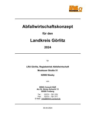 Abfallwirtschaftskonzept für den LK Görlitz 2024