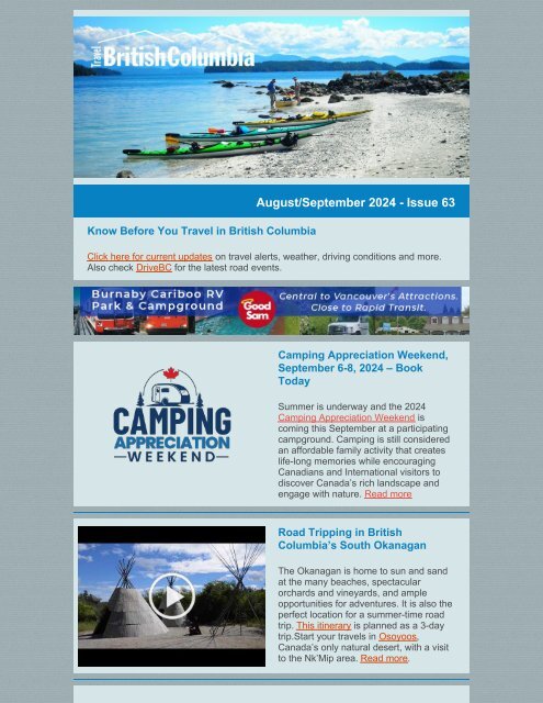 Travelling in British Columbia Issue 63 - Aug - Sep 2024