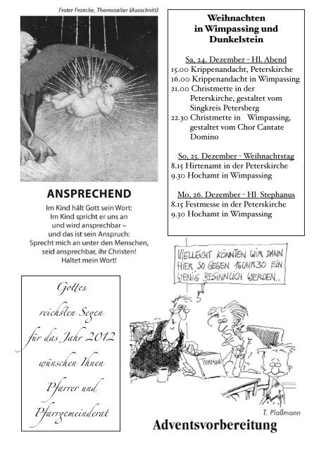 Pfarrblatt 04 - Advent 2011 - Pfarre Wimpassing