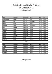 Zeitplan D1, praktische Prüfung 13. Oktober 2012 Spiegelsaal