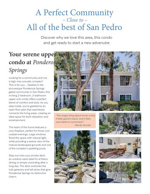 Ponderosa Springs brochure
