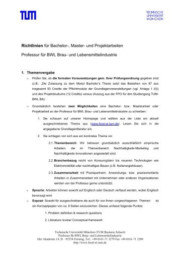 Richtlinien für Bachelor-, Master- und Projektarbeiten Professur für